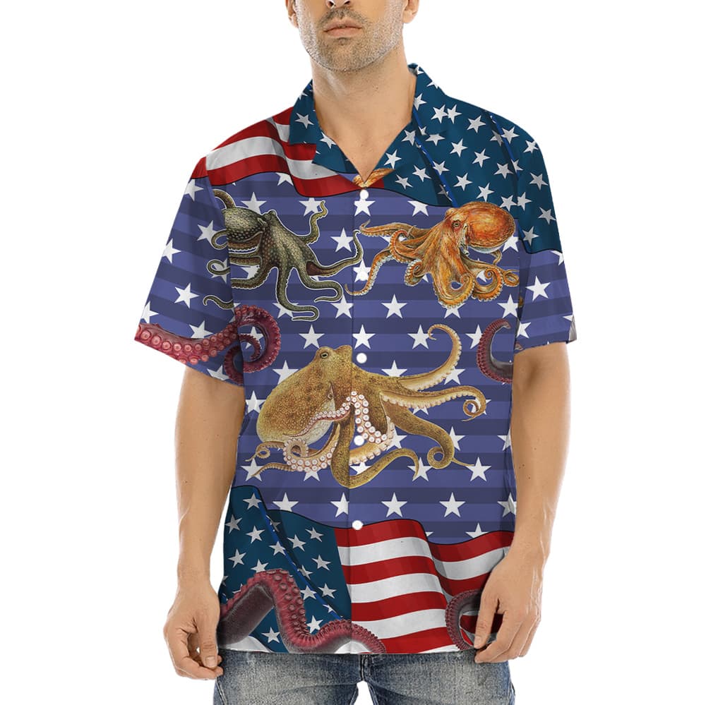 Octopus American Flag 4th Of July Hawaiian Shirt (7)