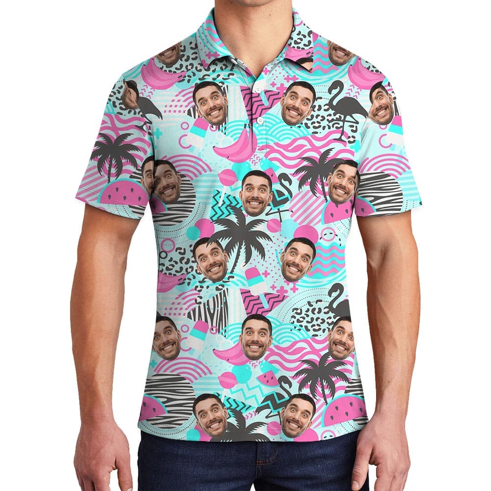 Personalized Men's Polo Golf Shirt Retro 80s Style