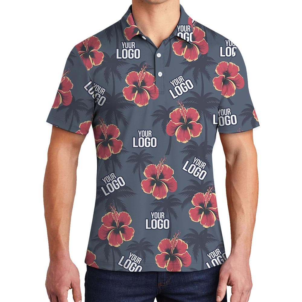 Personalized Men's Tropical Golf Shirt With Team Logo: unique, cool and showing off your team spirit