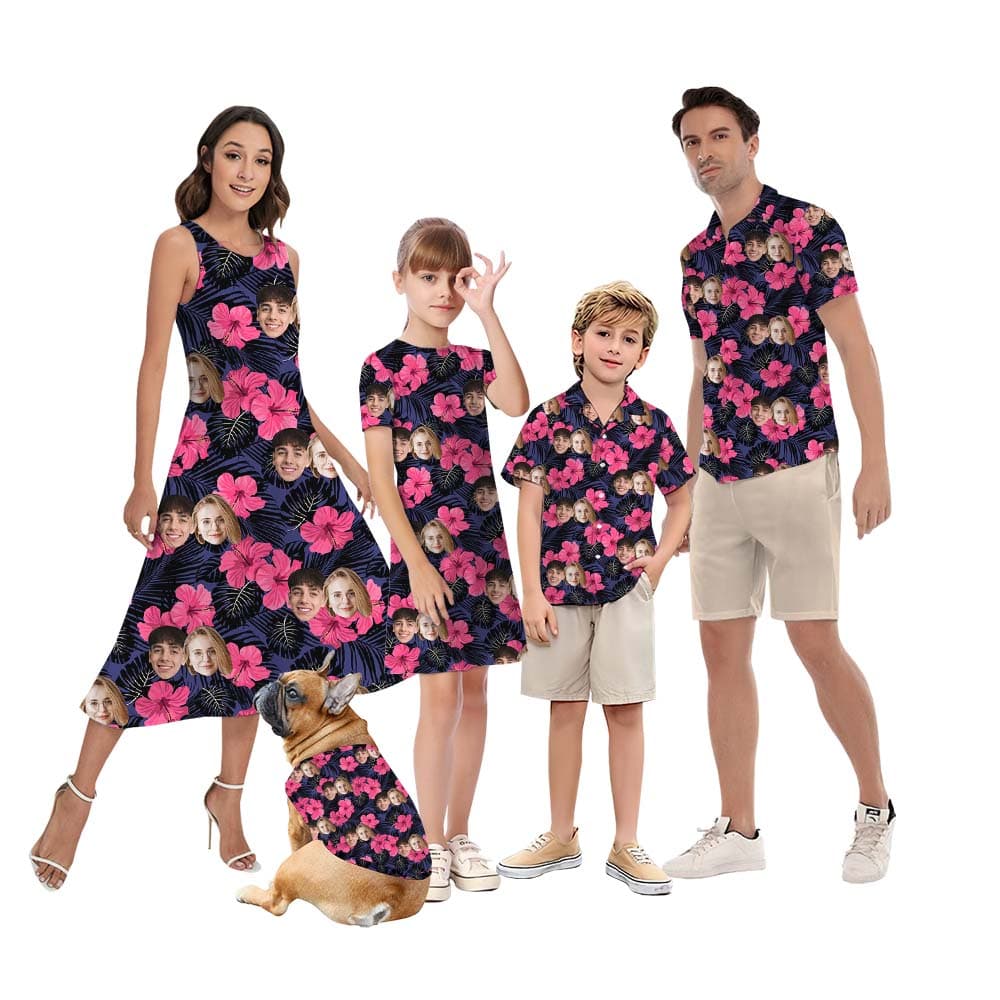 Personalized Photo Hibiscus Hawaiian Shirt For Family1