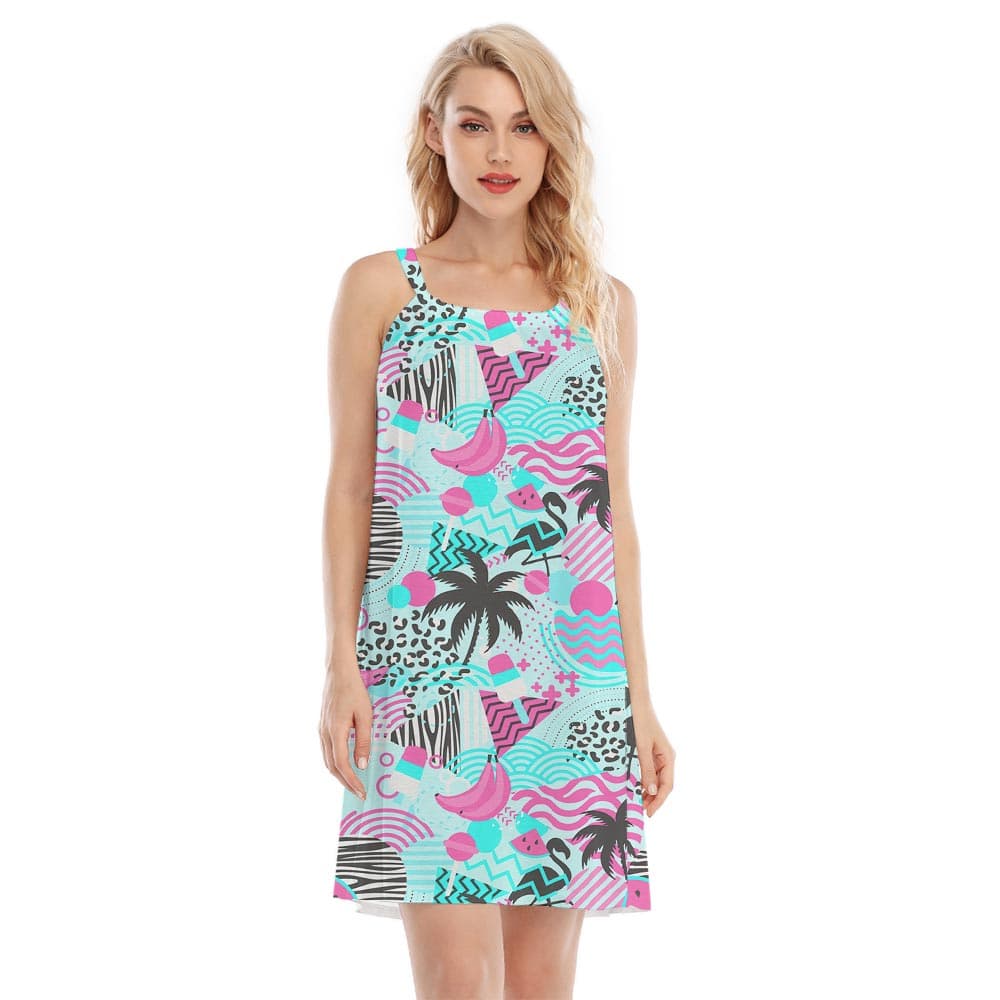 Retro Flamingo Tropical Hawaiian Dress For Women