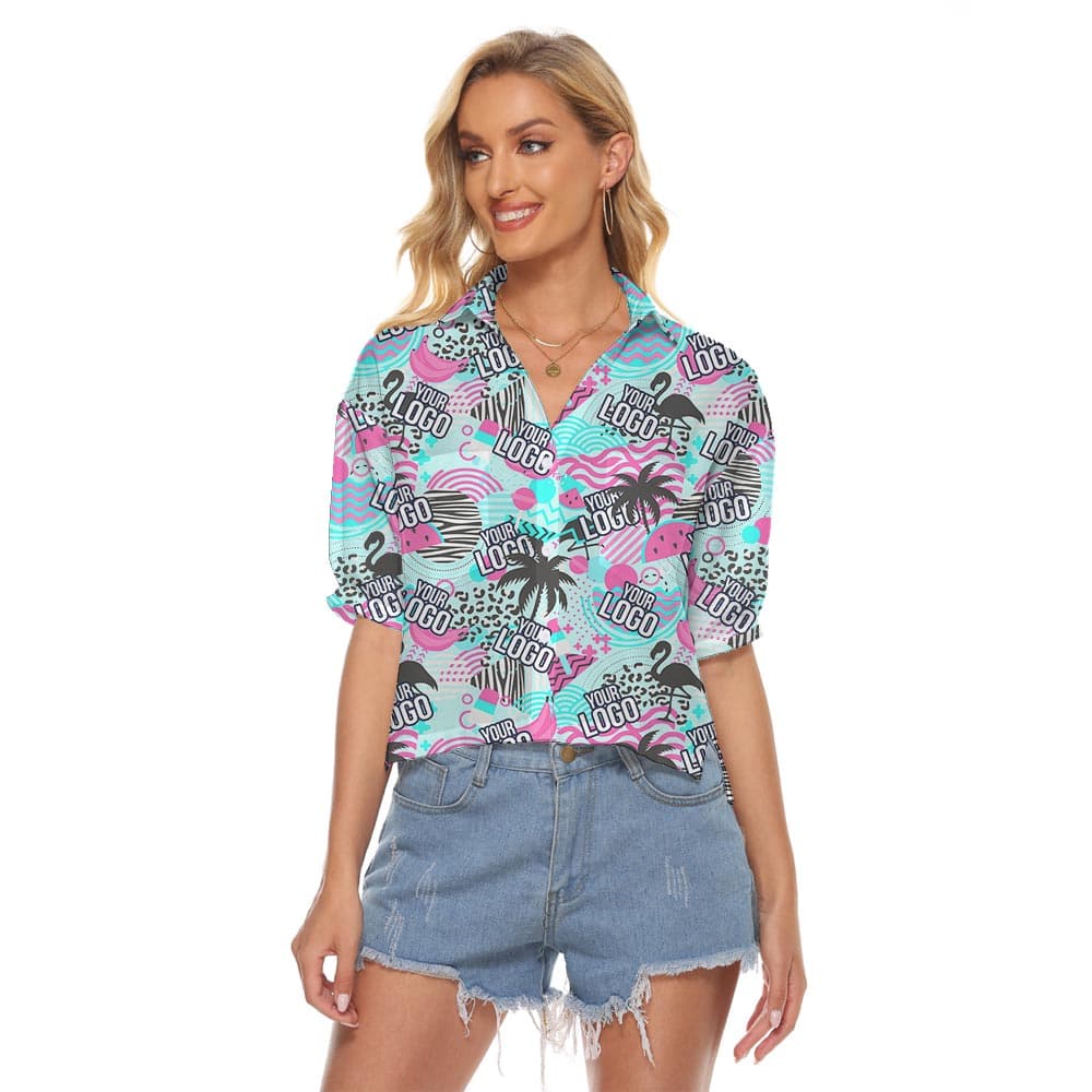Retro Women's Hawaiian Crop Top With Company Logo