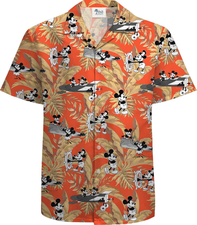 Steamboat Willie Mickey 100 Cotton Tropical Men’s Shirt2