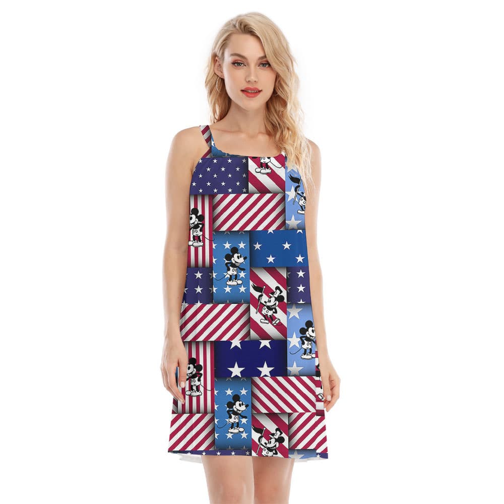 Steamboat Willie Mickey 4th Of July Luau Dress