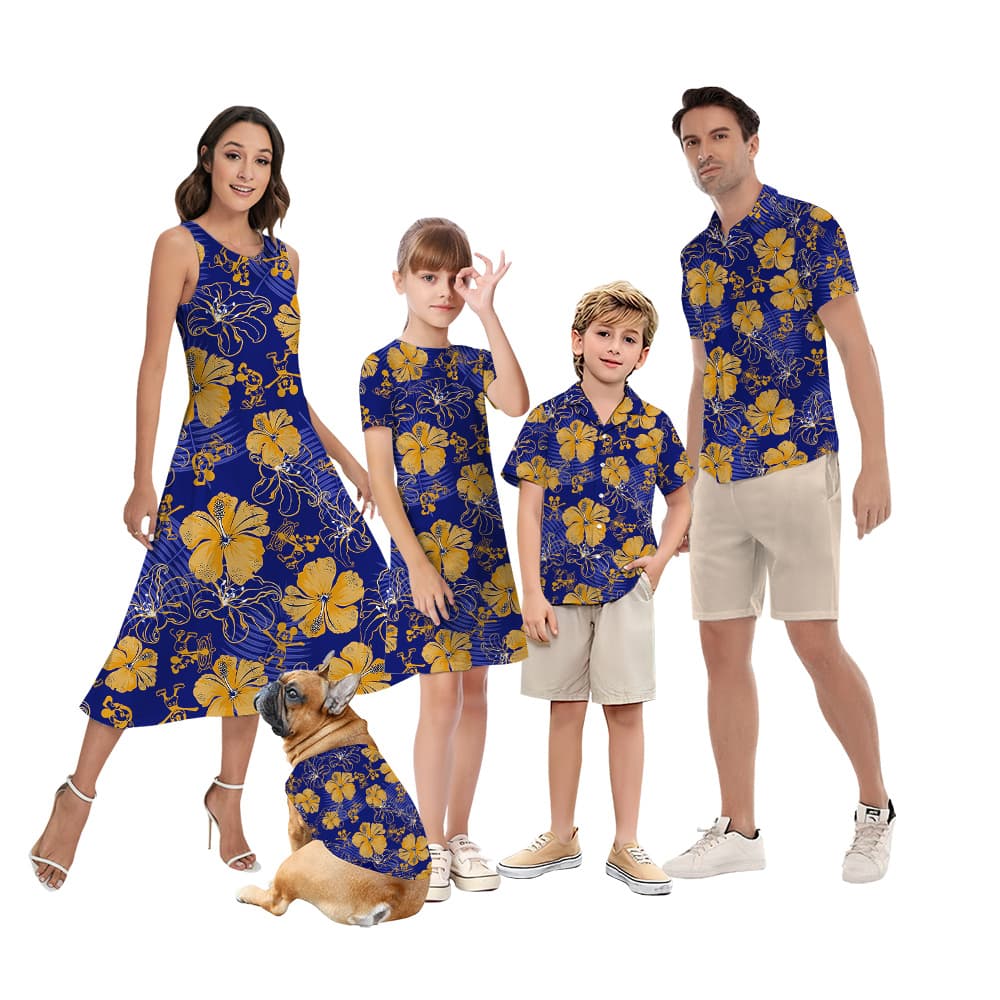 Steamboat Willie Mickey Hibiscus Purple Matching Family Hawaiian Clothes