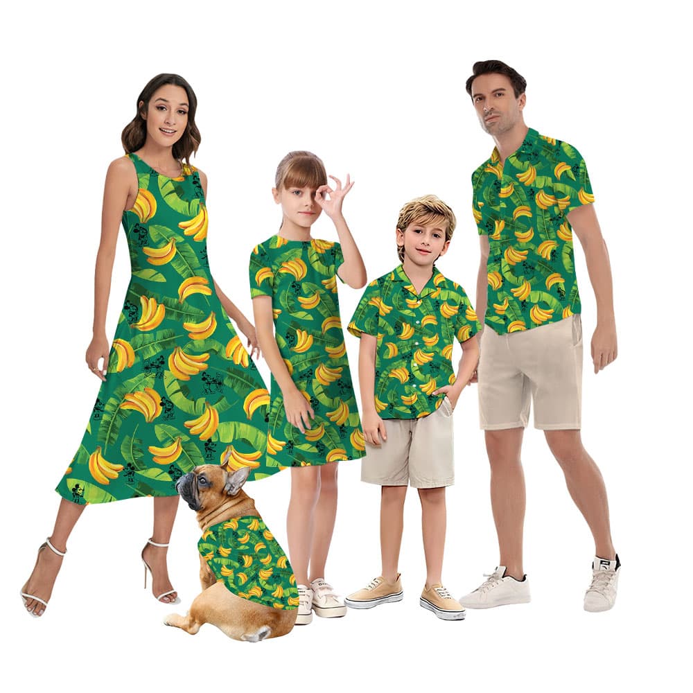 Steamboat Willie Mickey Tropical Banana Matching Family Hawaiian Clothes