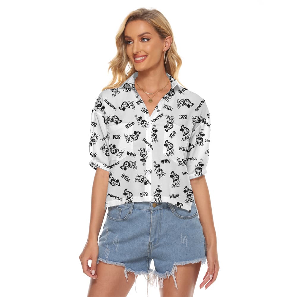 Steamboat Willie Mickey Vintage Women's Cropped Shirt