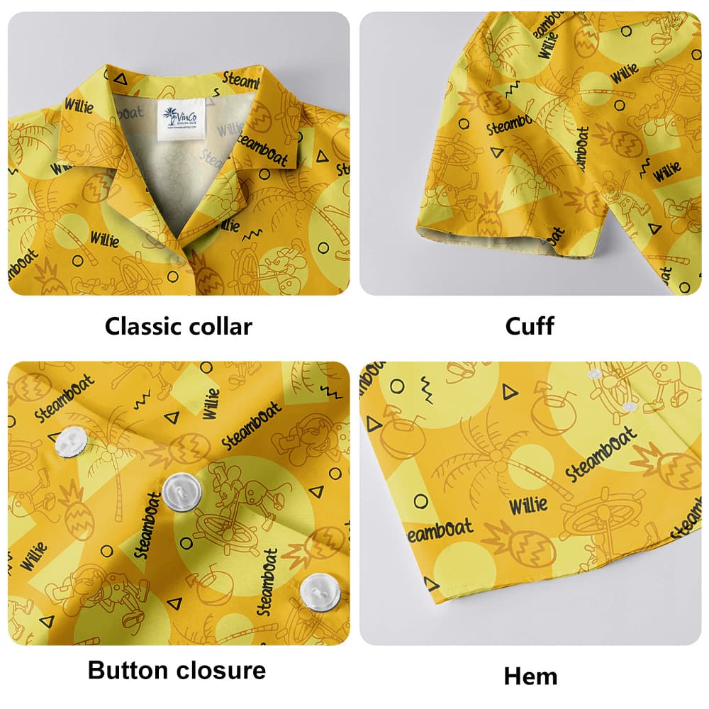 Steamboat Willie Mickey Yellow Hawaiian Shirt