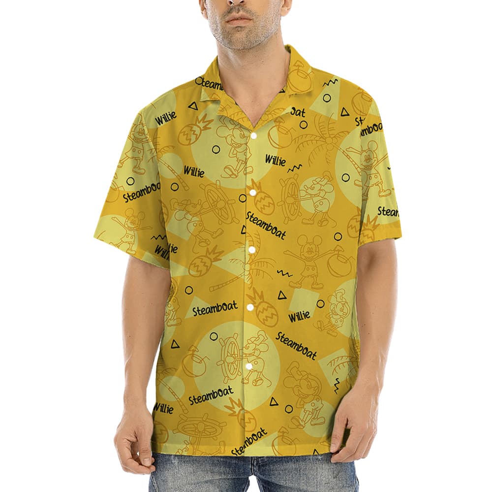 Steamboat Willie Mickey Yellow Hawaiian Shirt (3)