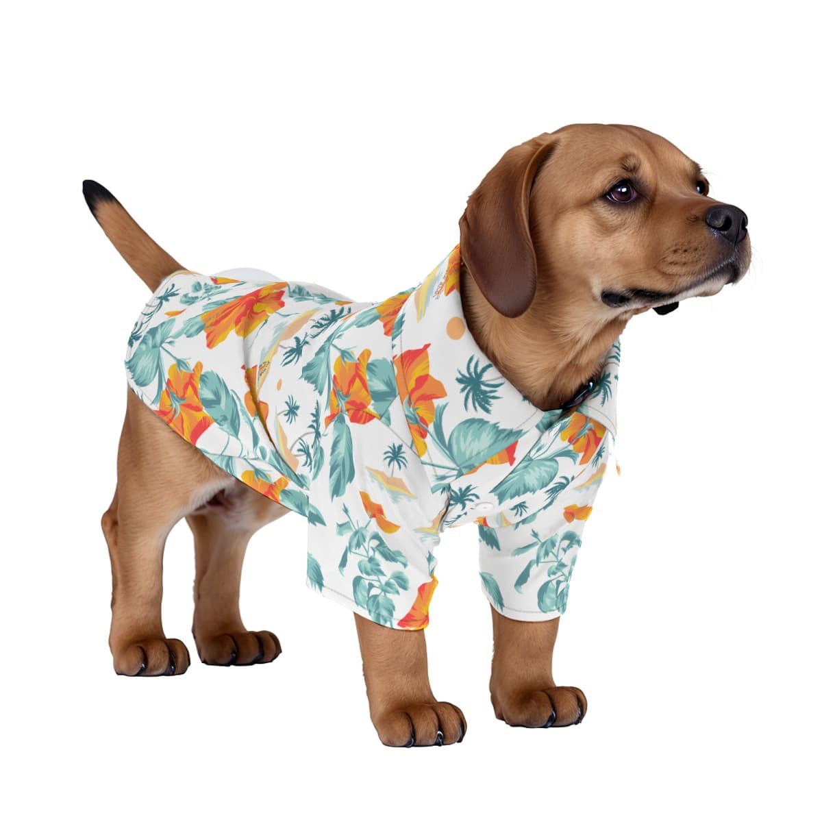 Tropical Dog's Hawaiian Shirt With Button Closure