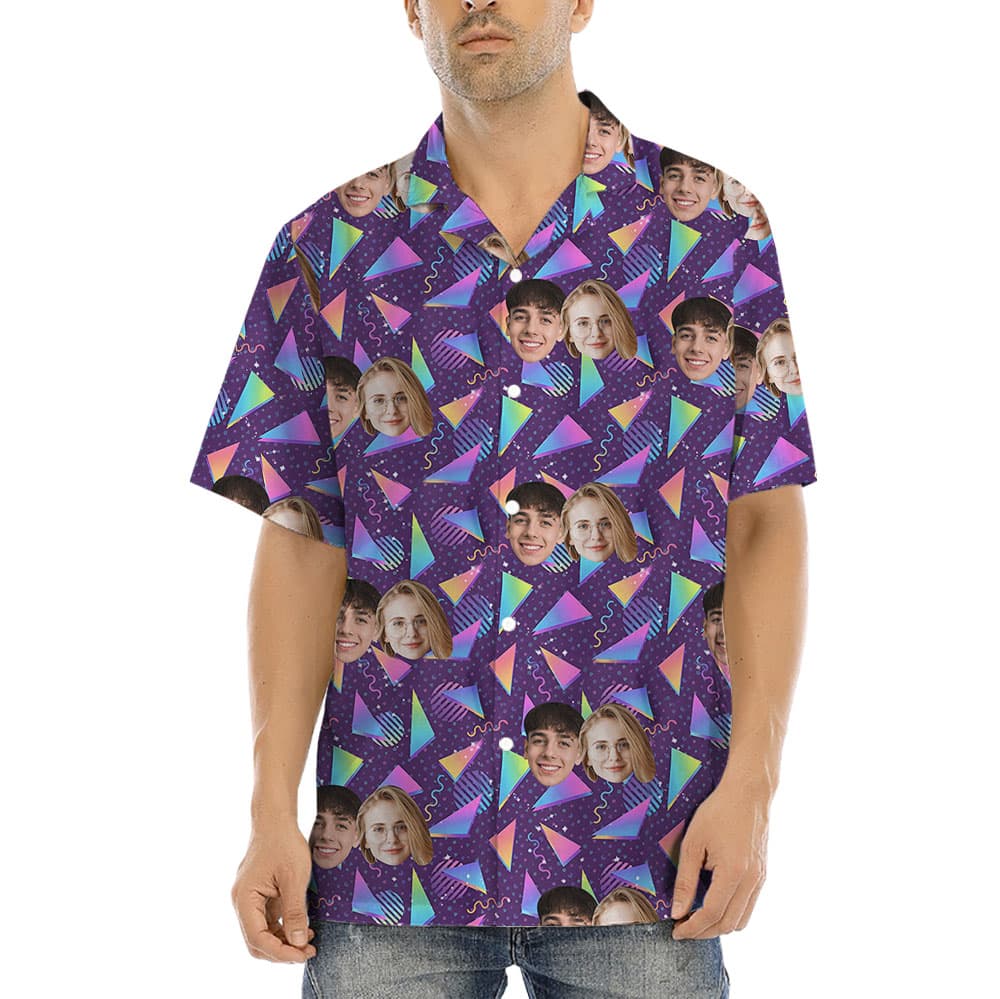 Vaporwave Arcade Carpet Custom Face Hawaiian Shirt1