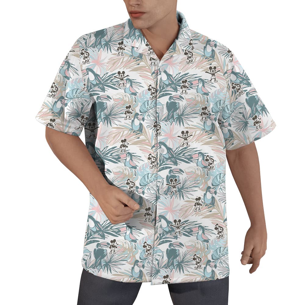 Vintage Parrot Steamboat Willie Mickey Hawaiian Shirt (2)