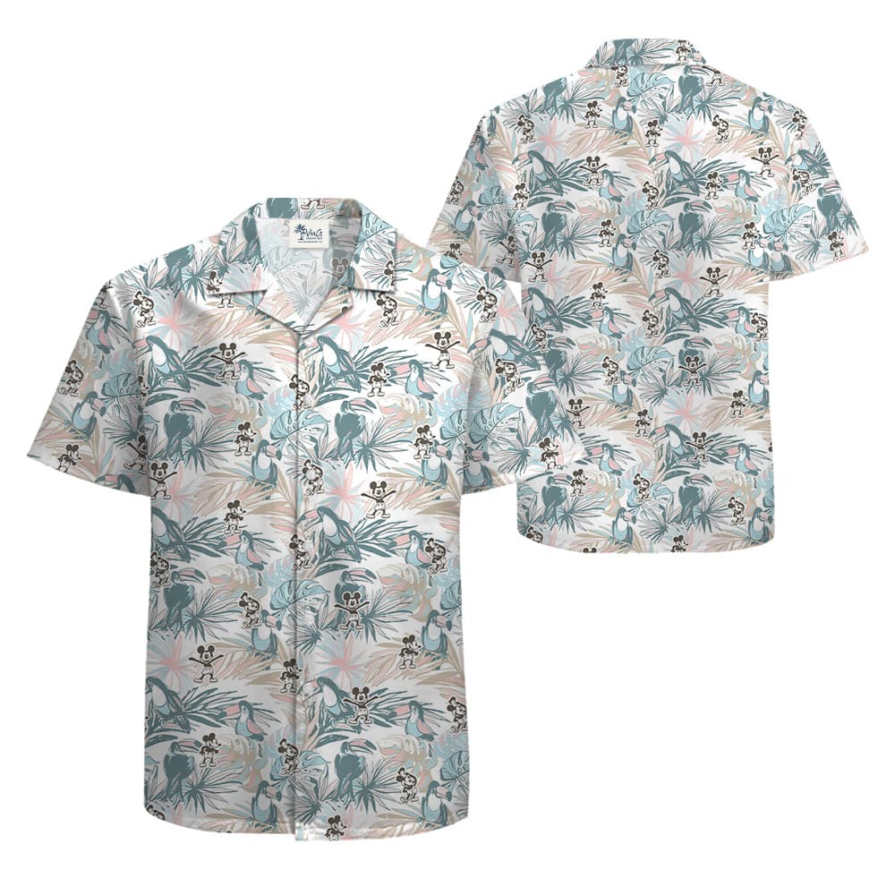 Vintage Parrot Steamboat Willie Mickey Hawaiian Shirt