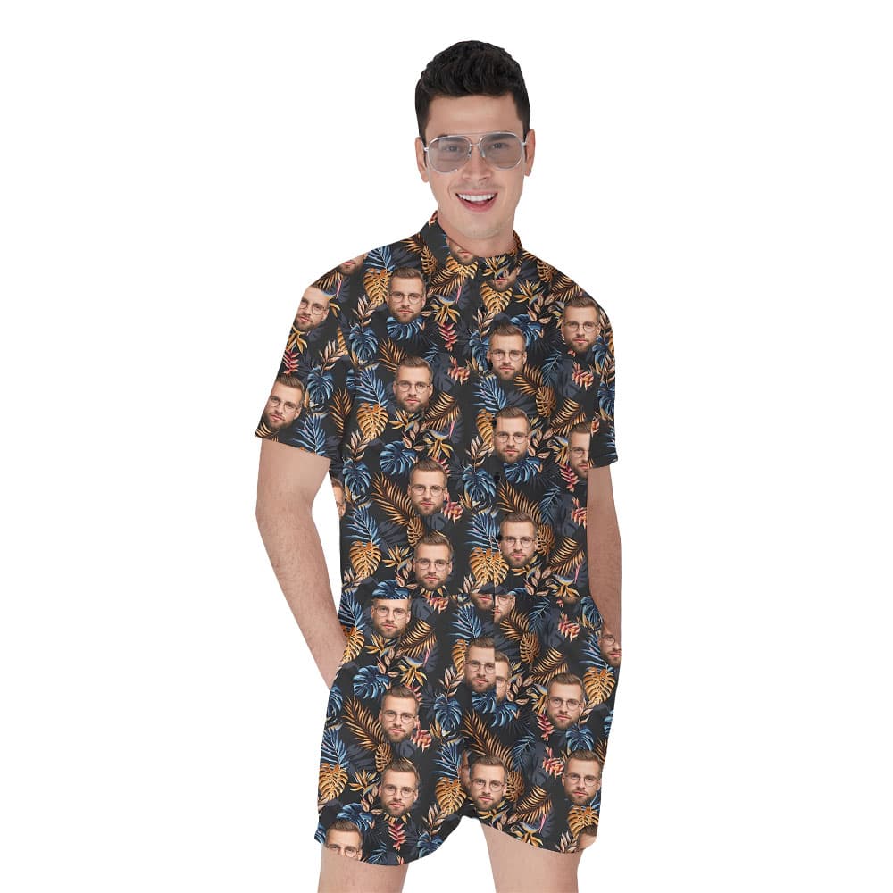 1-4 Faces Printed Tropical Romper For Men1
