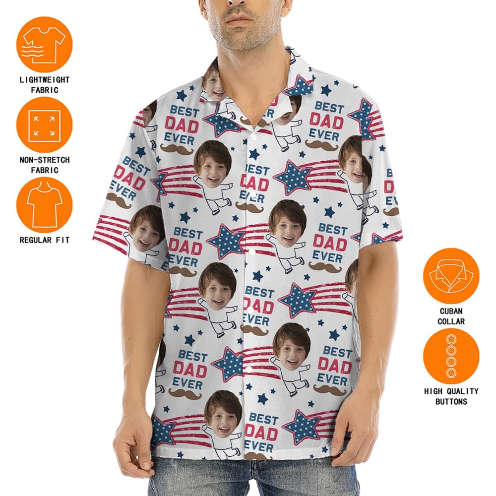 Funny Best Dad Ever Custom Kids Face Hawaiian Shirt