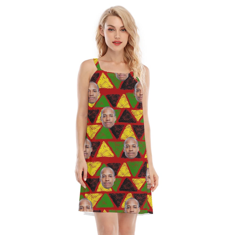 A Cami Dress Custom Faces Juneteenth Pattern