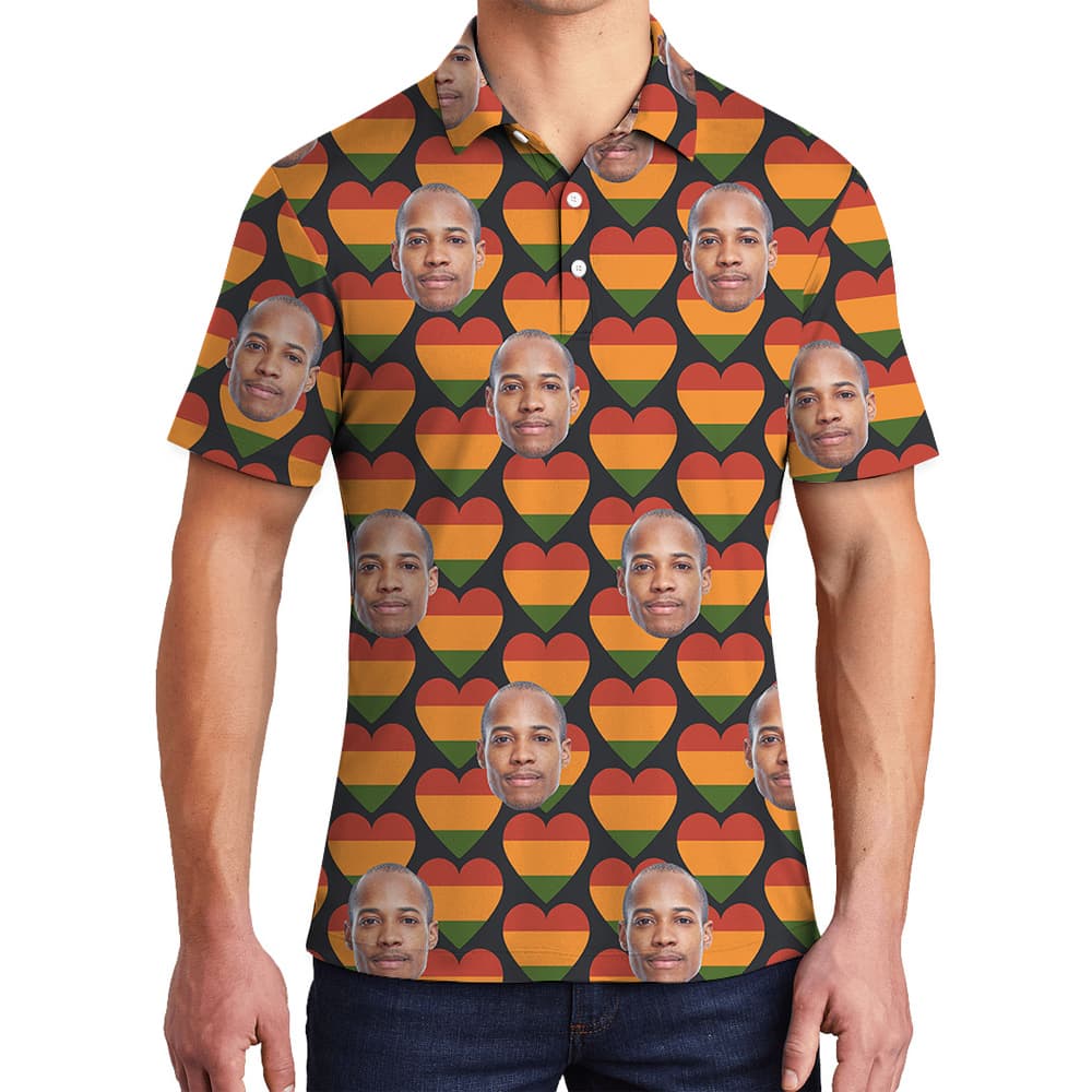 A Polo Shirt for Men with Heart 19th June Pattern Custom Faces