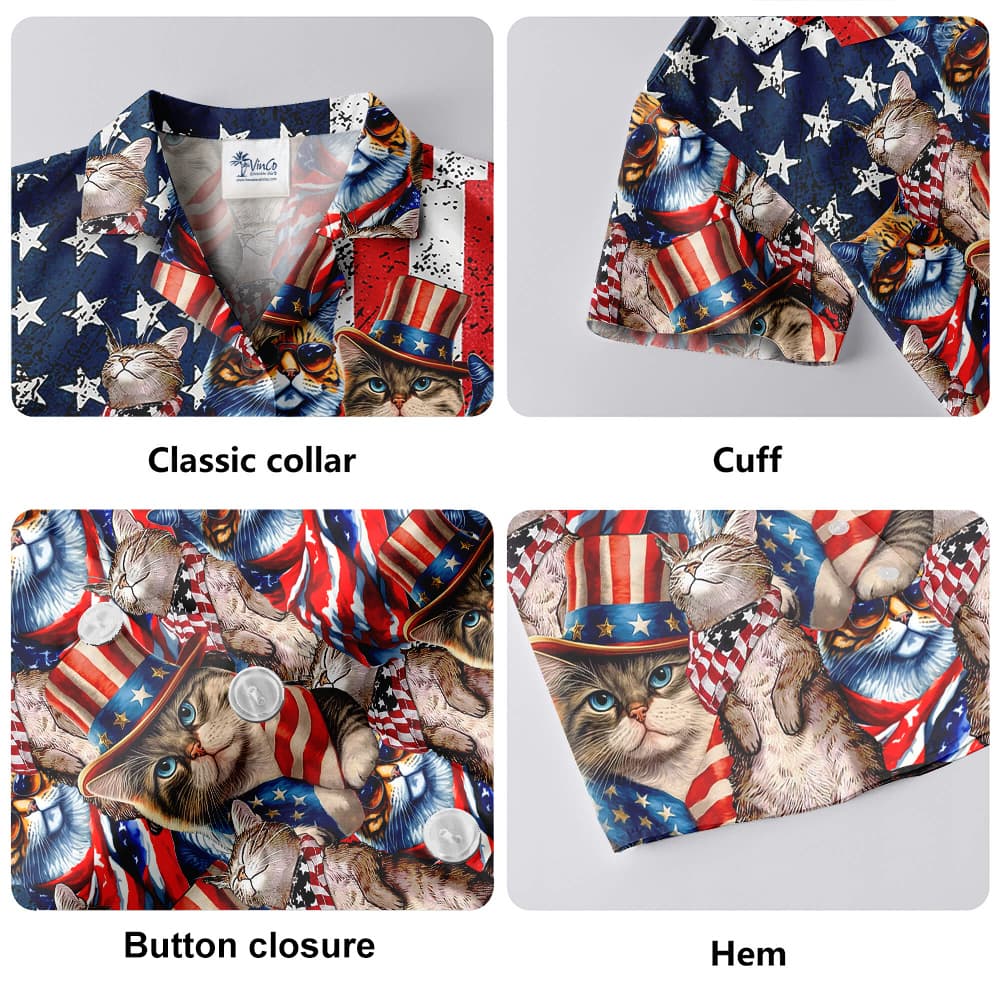 4th Of July American Flag Cat Hawaiian Shirt