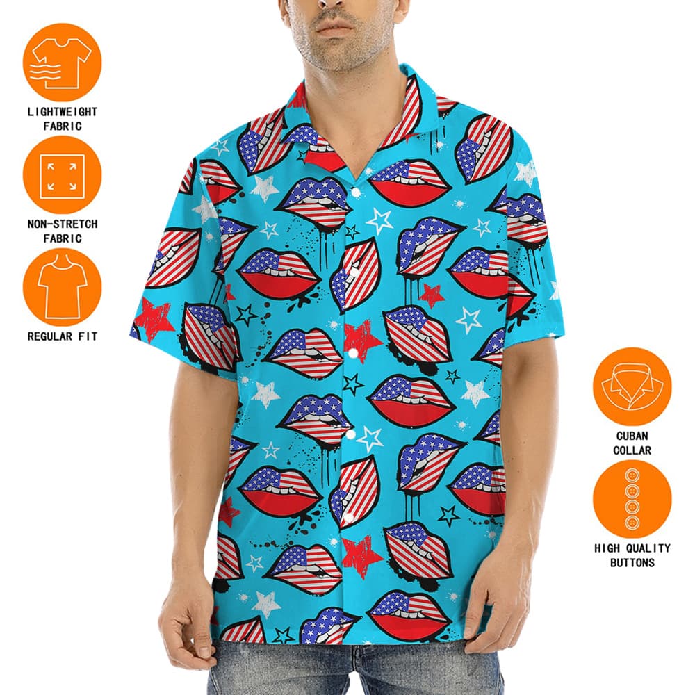 4th Of July American Sexy Lips Hawaiian Shirt