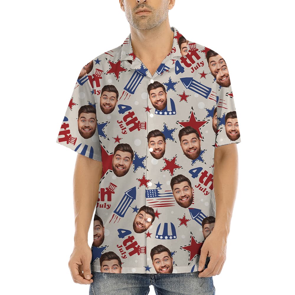 4th Of July American Stars Custom Face Hawaiian Shirt (4)