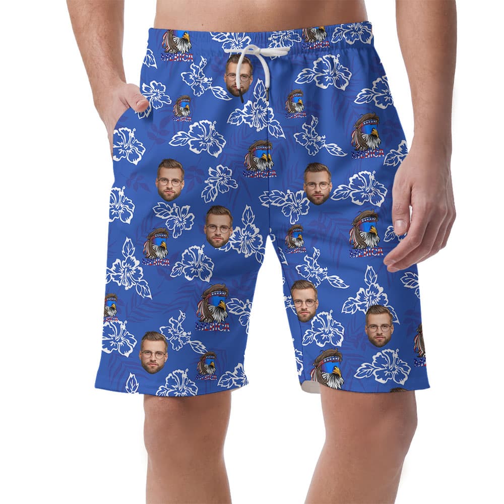 4th Of July Male's Shorts With 5 Faces And Eagle3