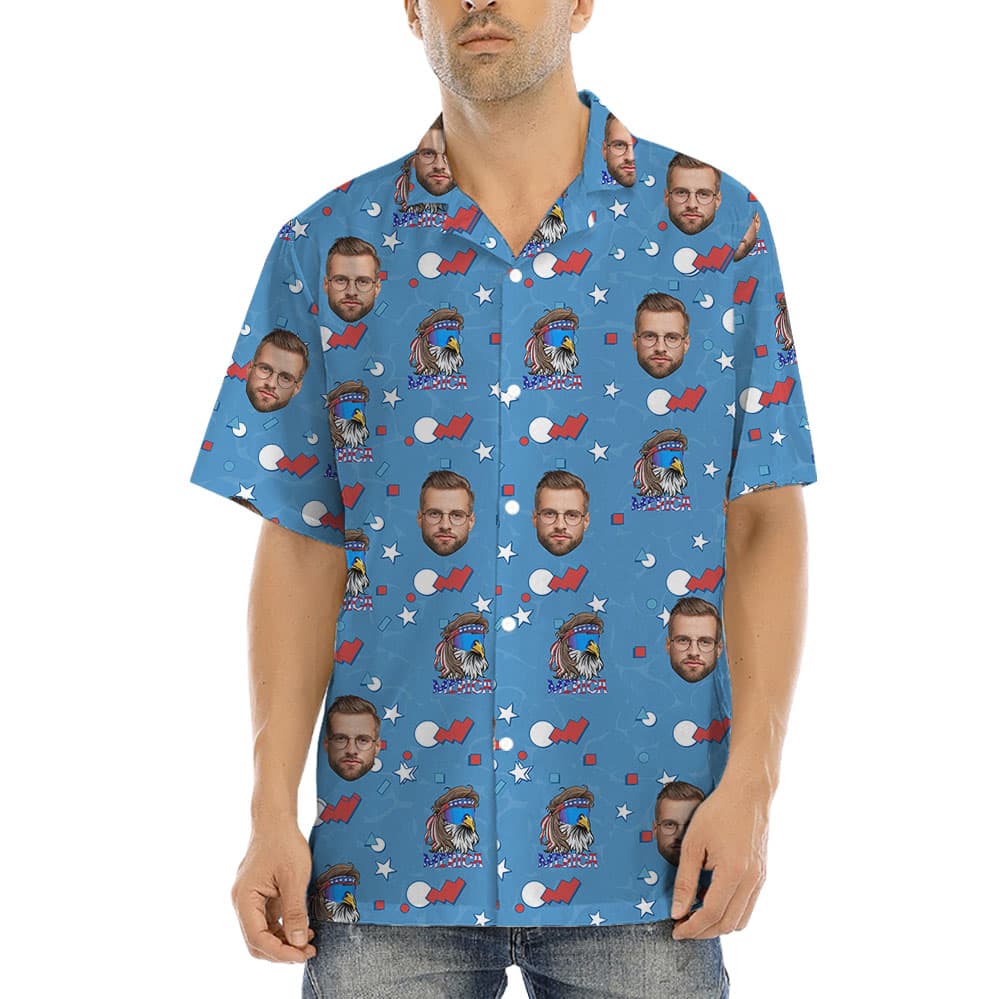 4th Of July Men's Hawaiian Shirt With 1-5 Faces1