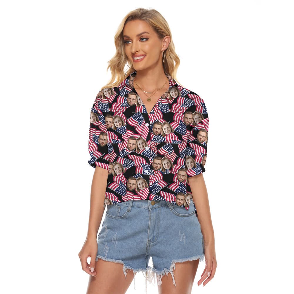 4th Of July Women's Blouse With 1-5 Faces1