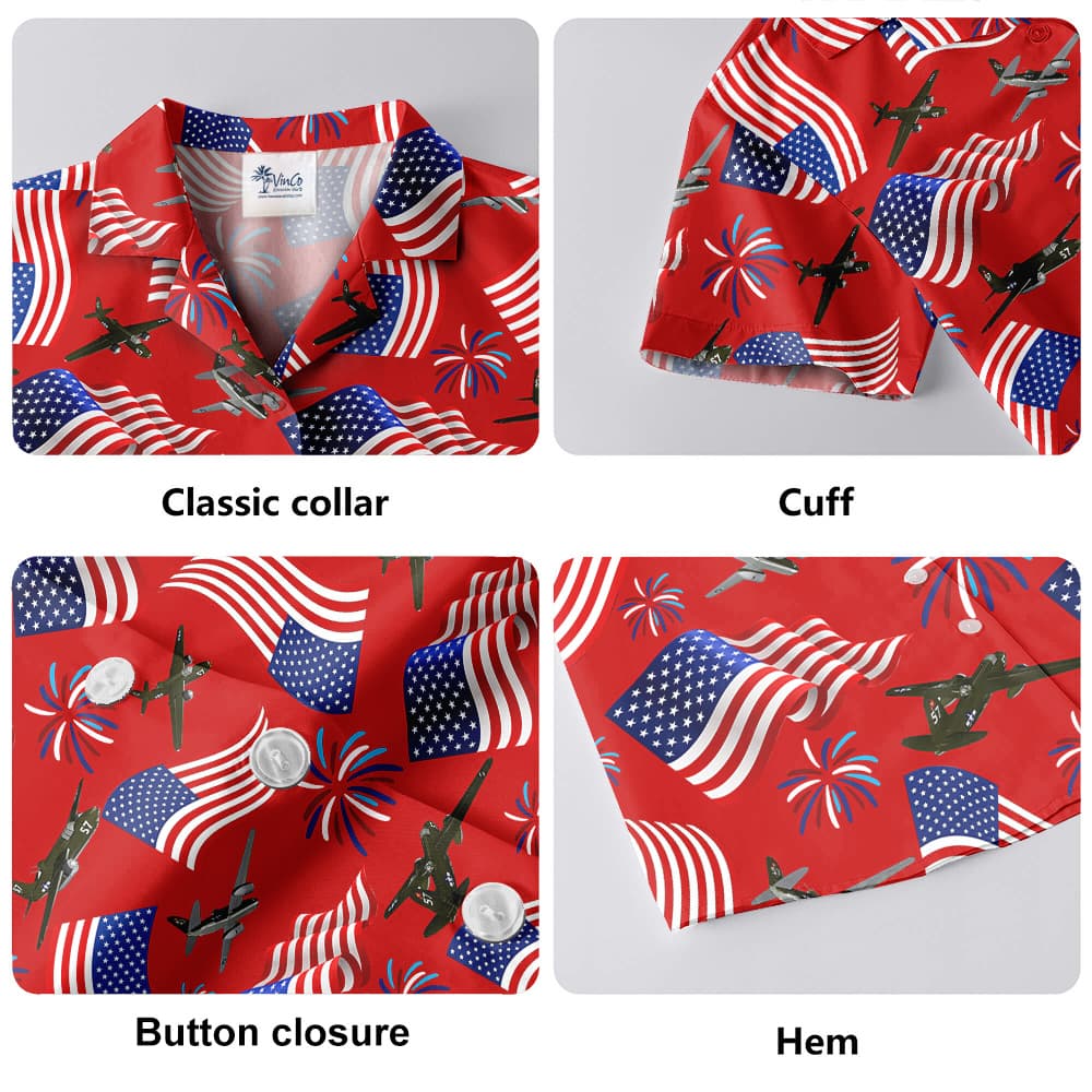 Aircraft American Flag 4th Of July Red Hawaiian Shirt