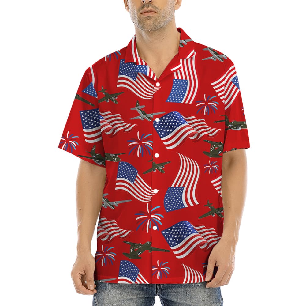 Aircraft American Flag 4th Of July Red Hawaiian Shirt (5)