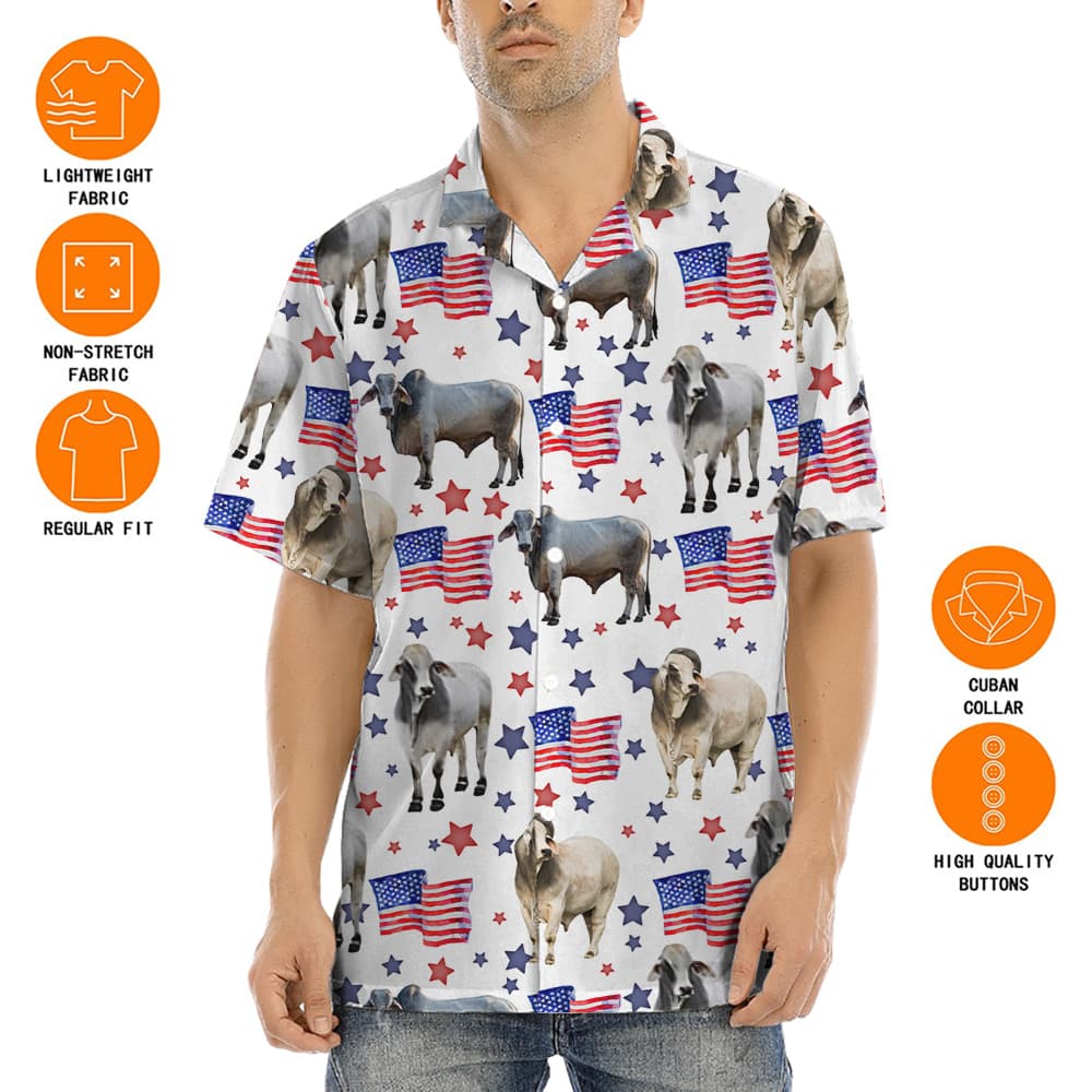 American Flag Cow Hawaiian Shirt