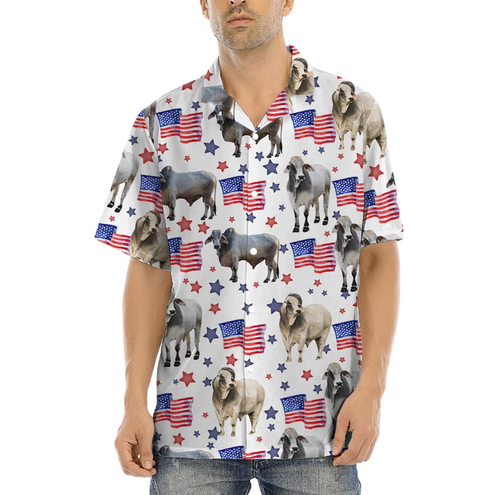 American Flag Cow Hawaiian Shirt (2)