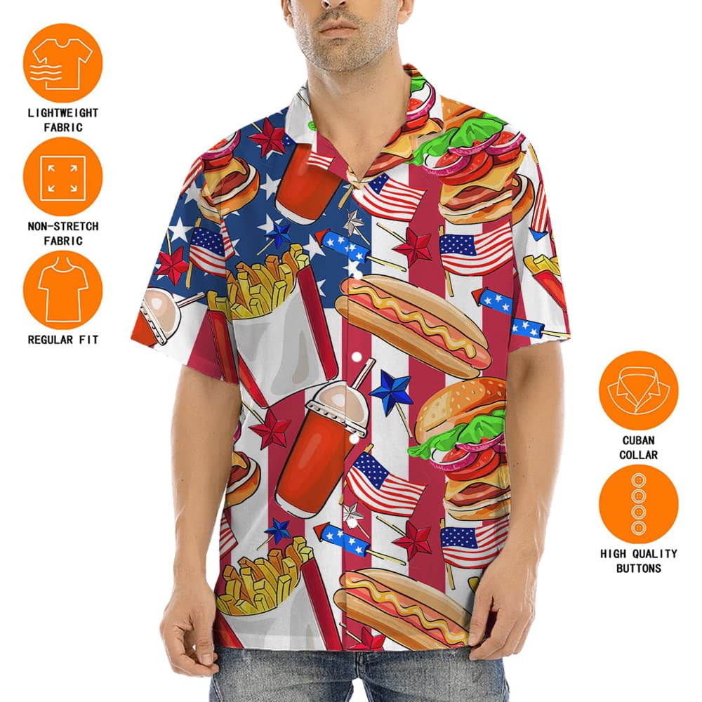 American Flag Fast Food Hawaiian Shirt