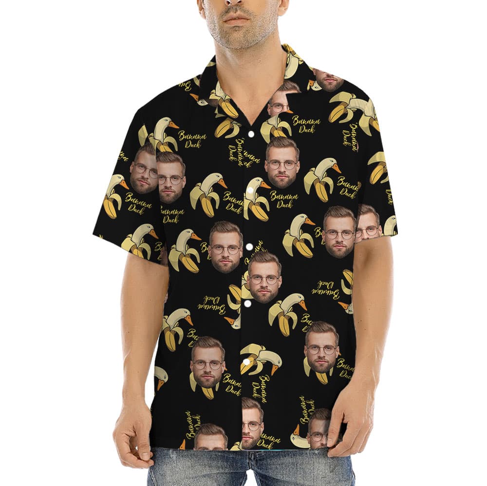 Banana Duck Black Hawaiian Shirt With Photos1