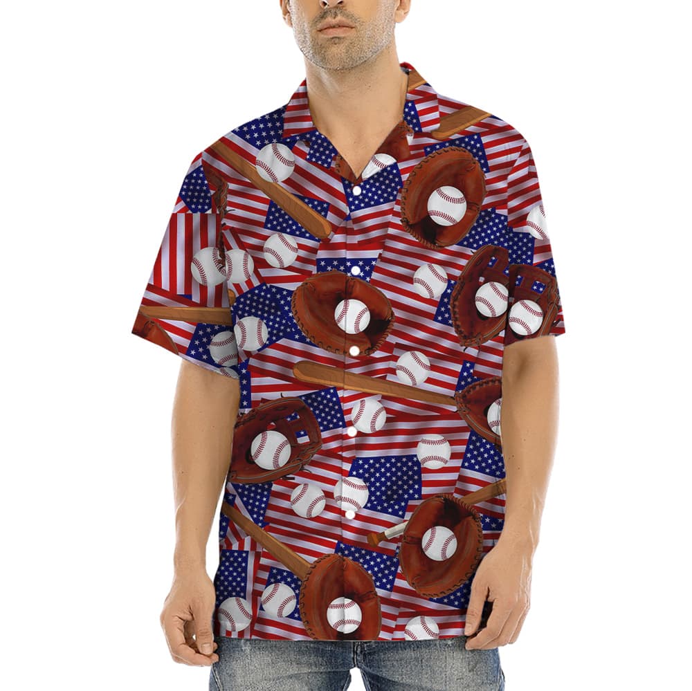 Baseball American Flag Hawaiian Shirt (2)