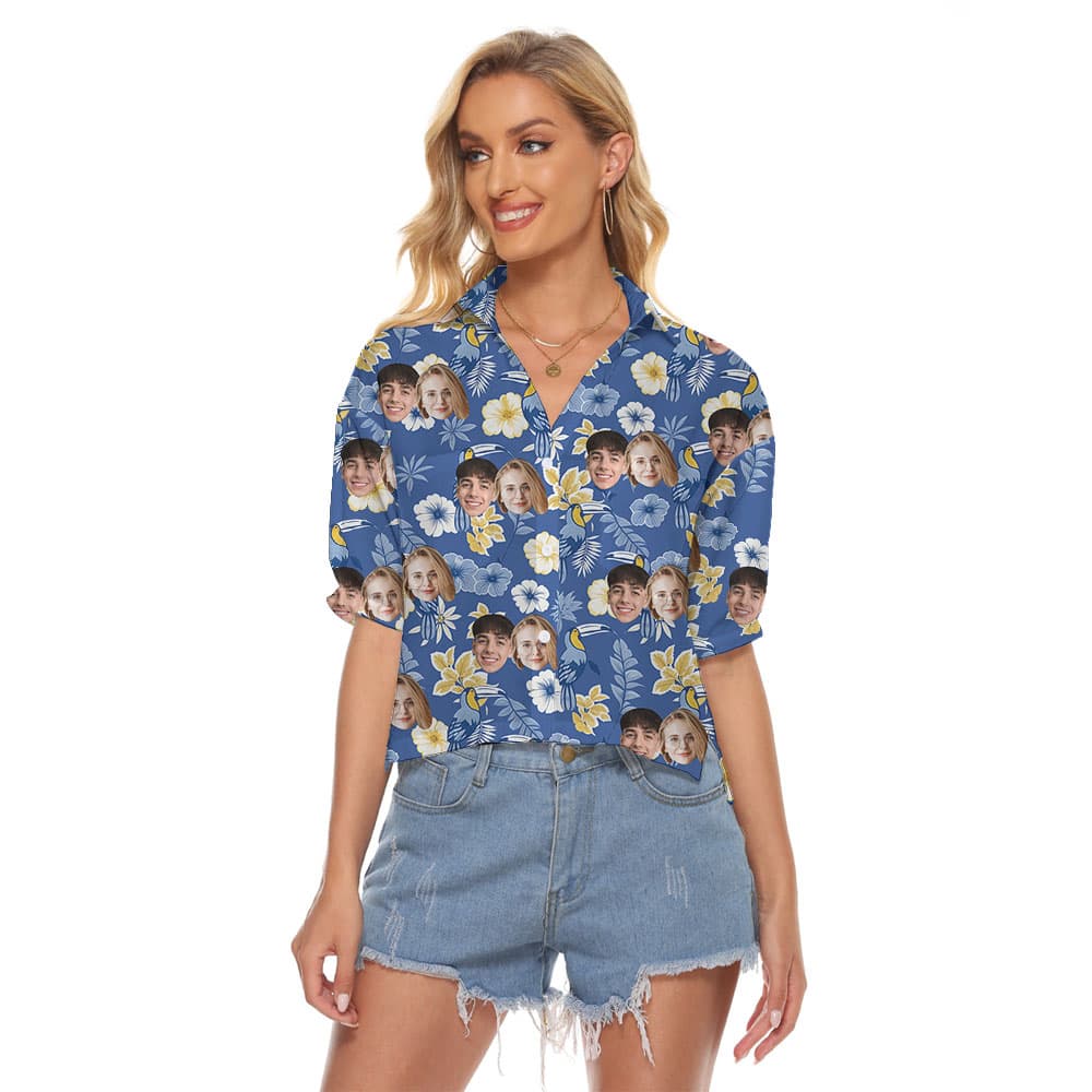 Cool Custom 5 Faces Women's Blouse Blue1