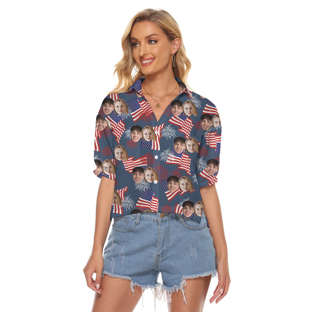 Cool Custom Face 4th Of July Women's Blouse1
