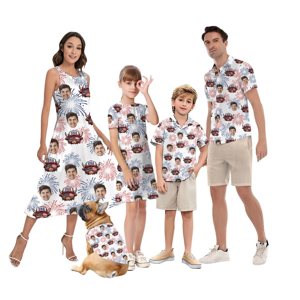 Cow Print 4th Of July Matching Family Hawaiian Shirt6