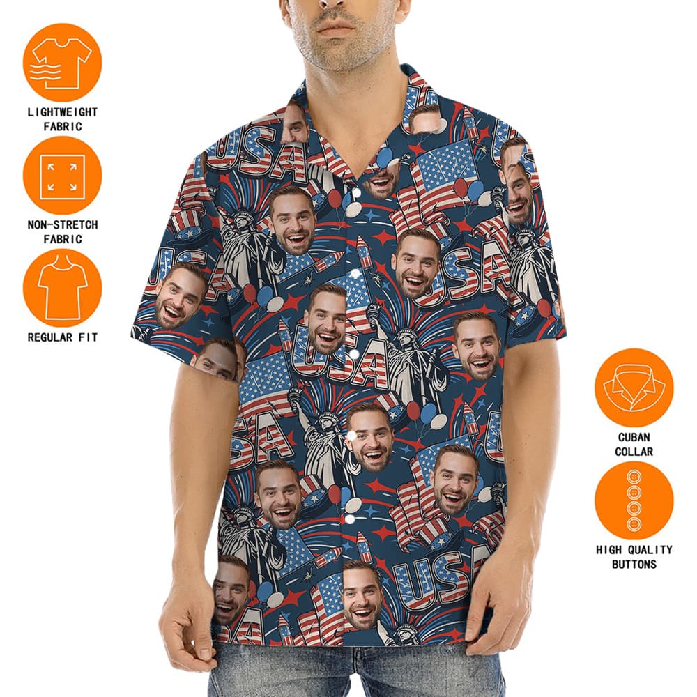 Features of Custom Faces Men Hawaiian Shirt