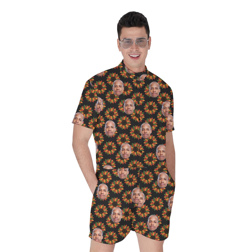 A Men's Romper with Custom Face on Juneteenth Pattern