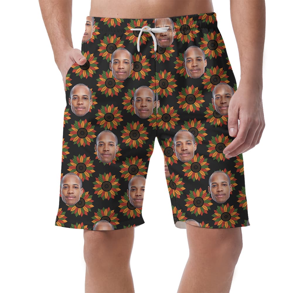 A Custom Face Men's Short with Juneteenth Pattern