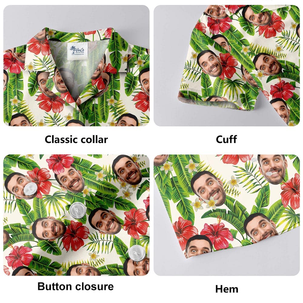 Custom 1-4 Faces Men Tropical Shirt Banana Leaf