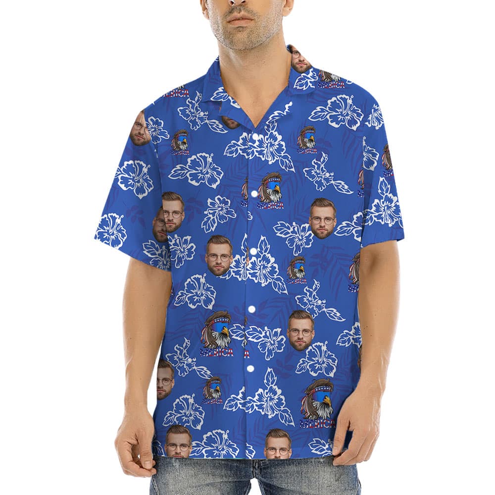 Custom 1-5 Faces American Eagle Hawaiian Shirt1