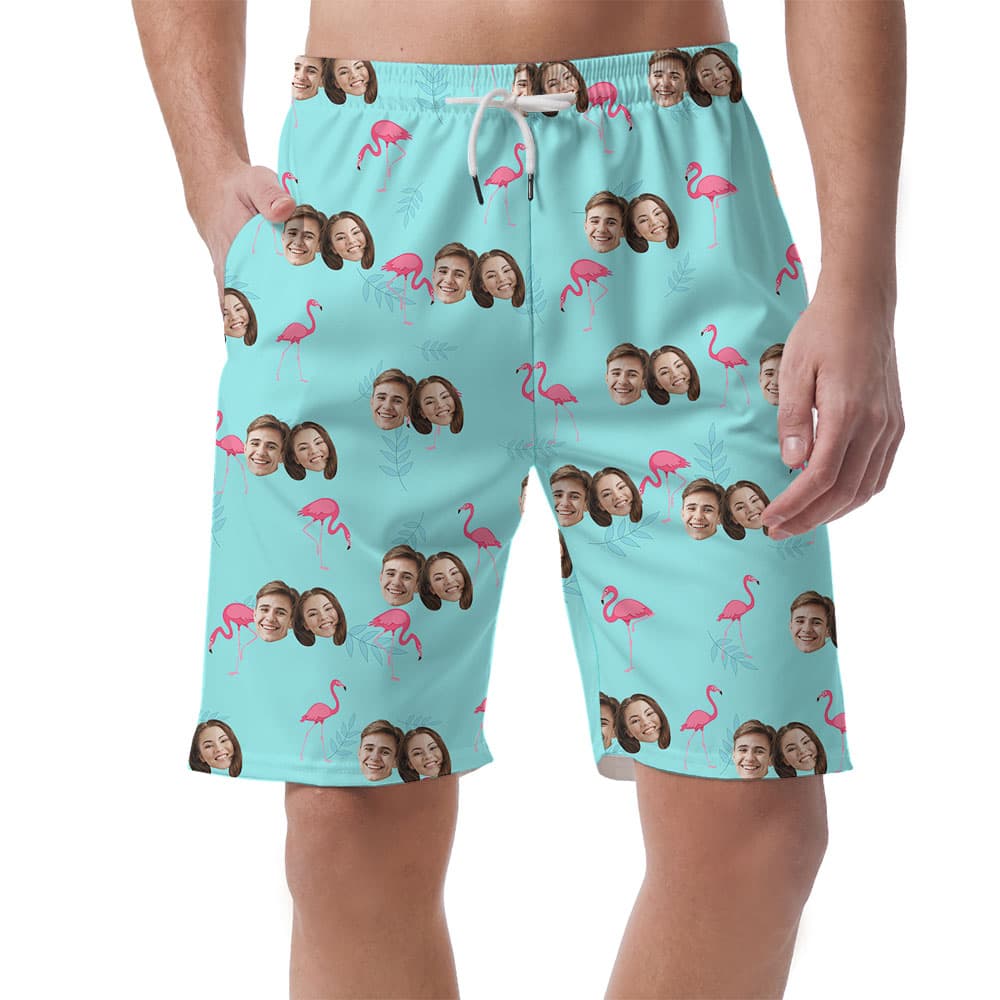 Custom 5 Faces Flamingo Blue Men's Shorts3