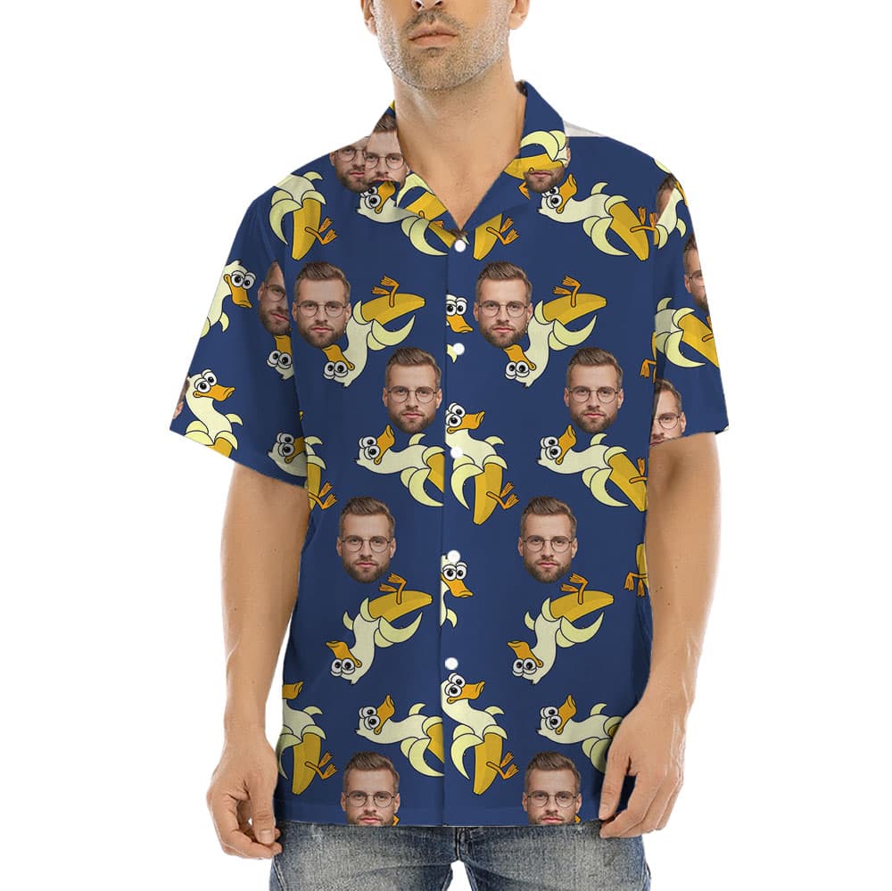 Custom Banana Duck Hawaiian Shirt With 1-5 Faces