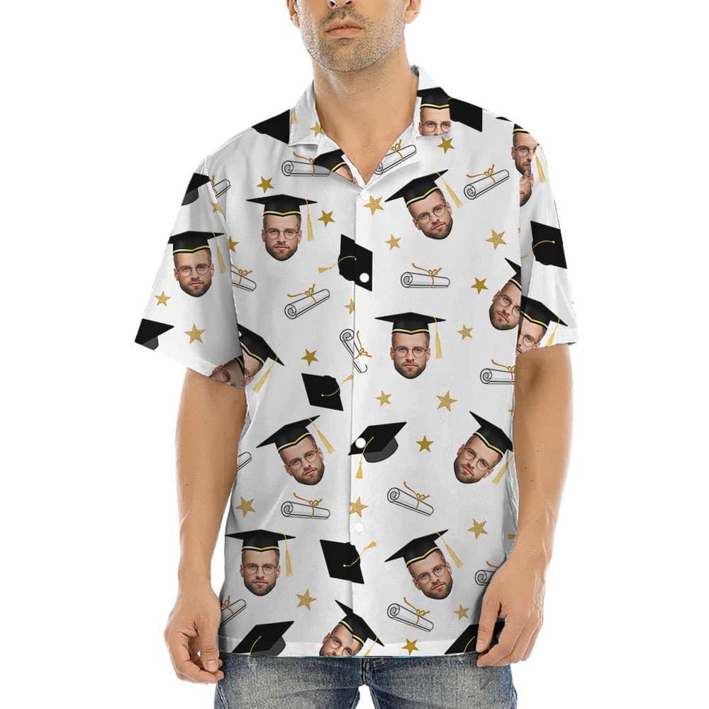 Custom Face Graduation Button Up Shirt1