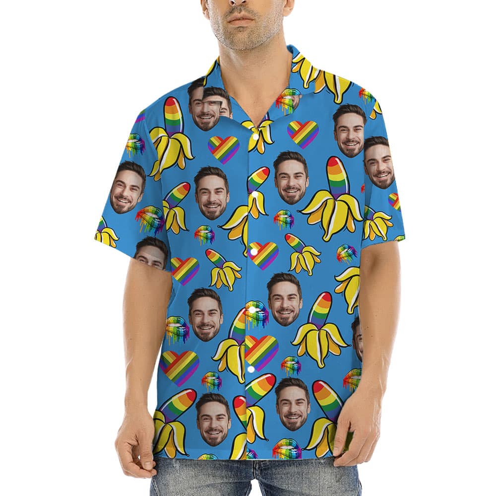 Custom Face LGBT Banana Hawaiian Shirt