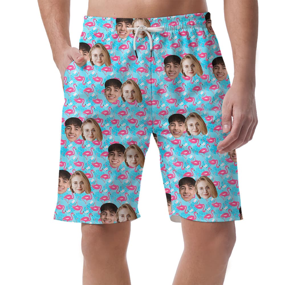 Custom Face Men's Swim Trunks Printed Flamingo4