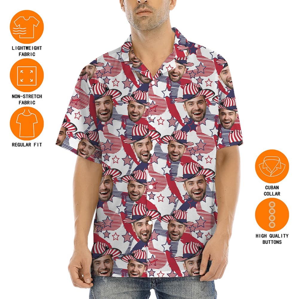 Custom Face Patriot American Cowboy Hat Hawaiian Shirt