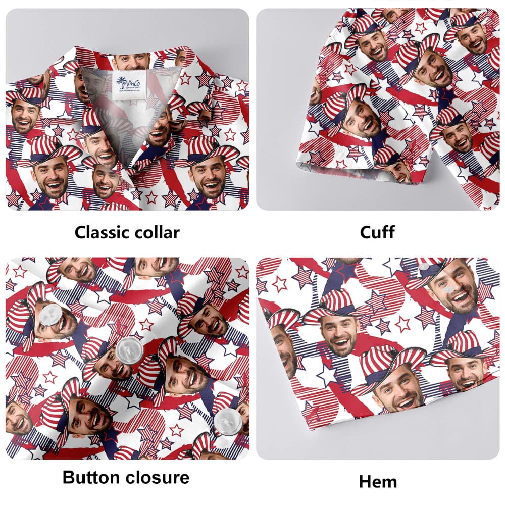 Custom Face Patriot American Cowboy Hat Hawaiian Shirt
