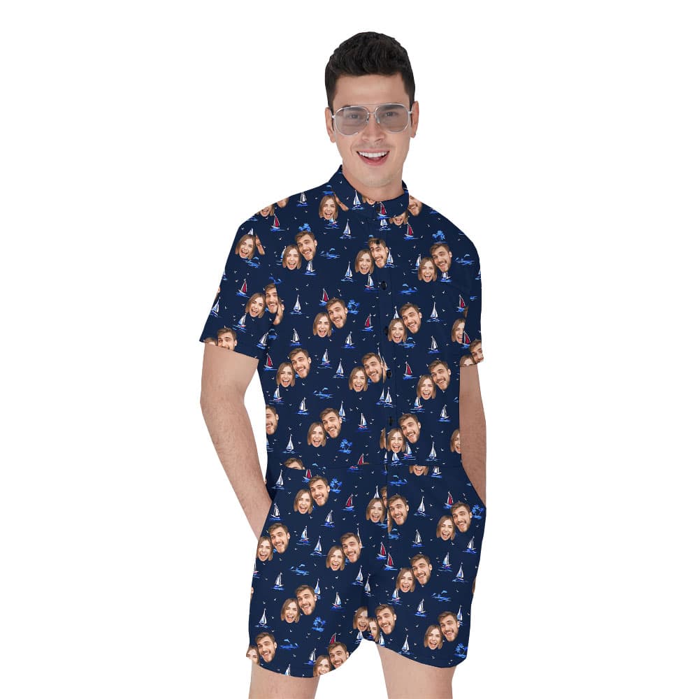 Custom Face Ship Print On Male's Romper1
